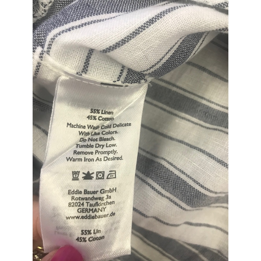 Eddie Bauer Women Striped V Neck 3/4 Sleeve Linen Blend‎ Top XL - Picture 6 of 6